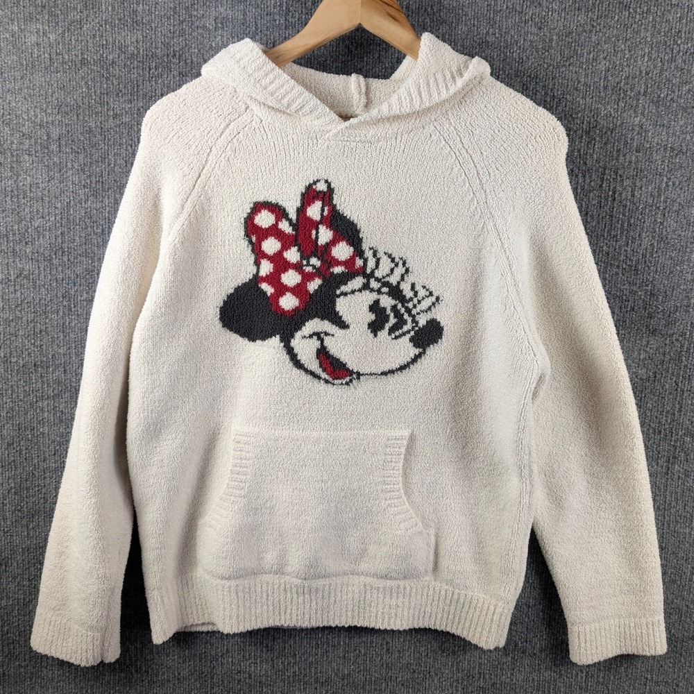 Disney Barefoot Dreams M Sweatshirt Minnie Mouse CozyChic Hoodie Cream